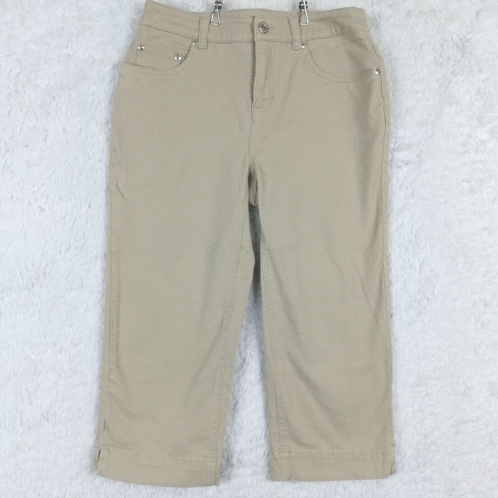 Jones New York Womens‎ Jeans Capri Khaki Denim Stretch Mid Rise Petite 4P